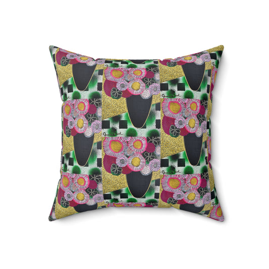 Jessica Wood Artist, Abstract Floral, Double Sided, Faux Suede Square Pillow