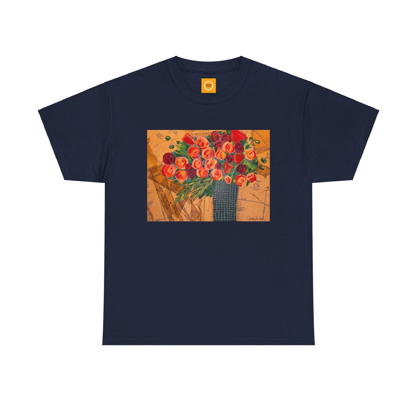 Floral Still Life Tee by Jessica Wood Artist - Unisex Heavy Cotton T-Shirt