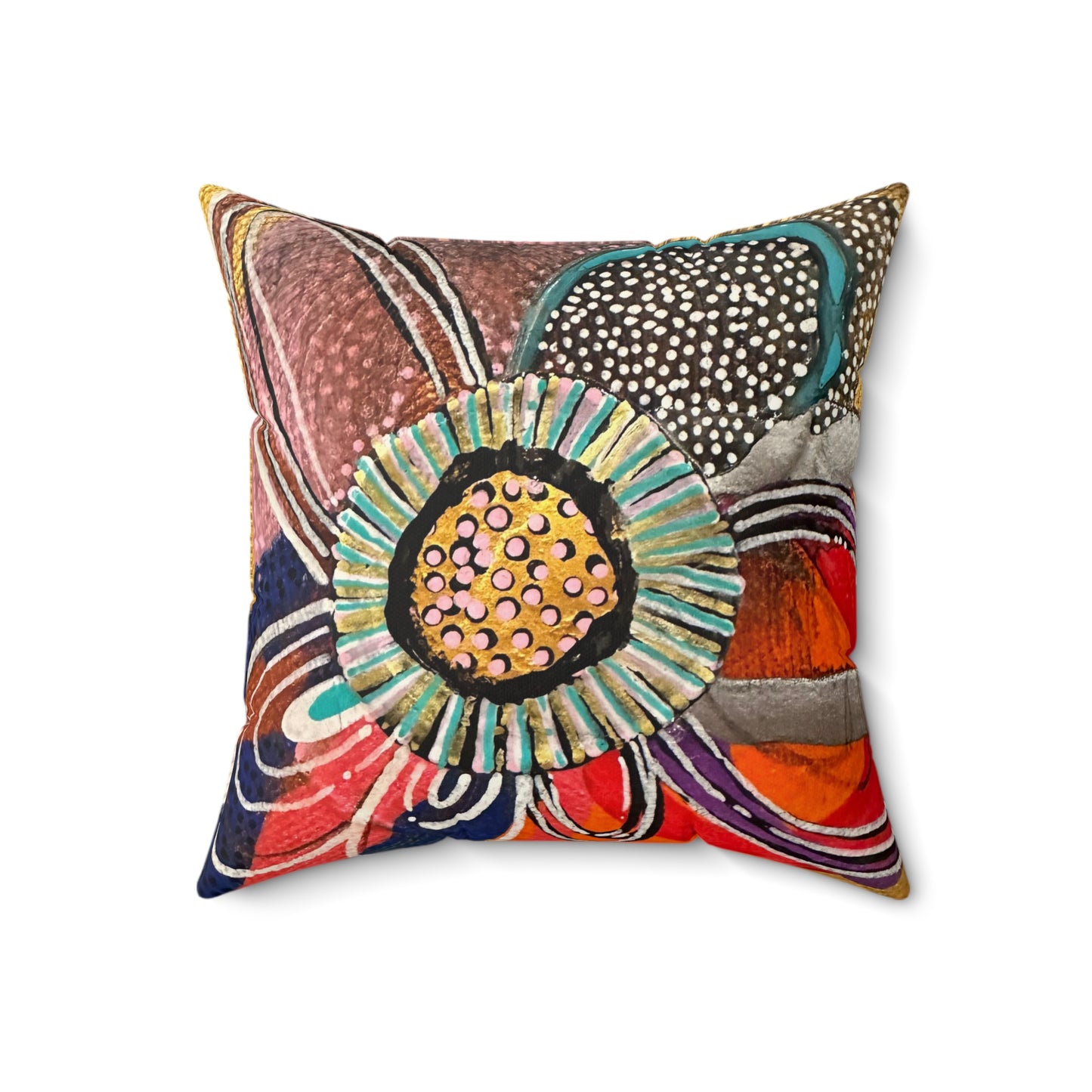 Jessica Wood Artist, Abstract Floral, Double Sided, Faux Suede Square Pillow