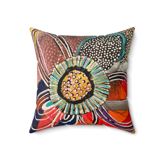 Jessica Wood Artist, Abstract Floral, Double Sided, Faux Suede Square Pillow