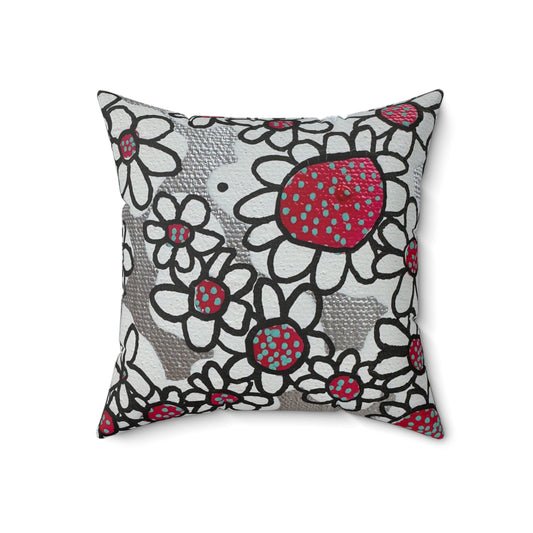 Jessica Wood Artist, Abstract Floral, Double Sided, Faux Suede Square Pillow