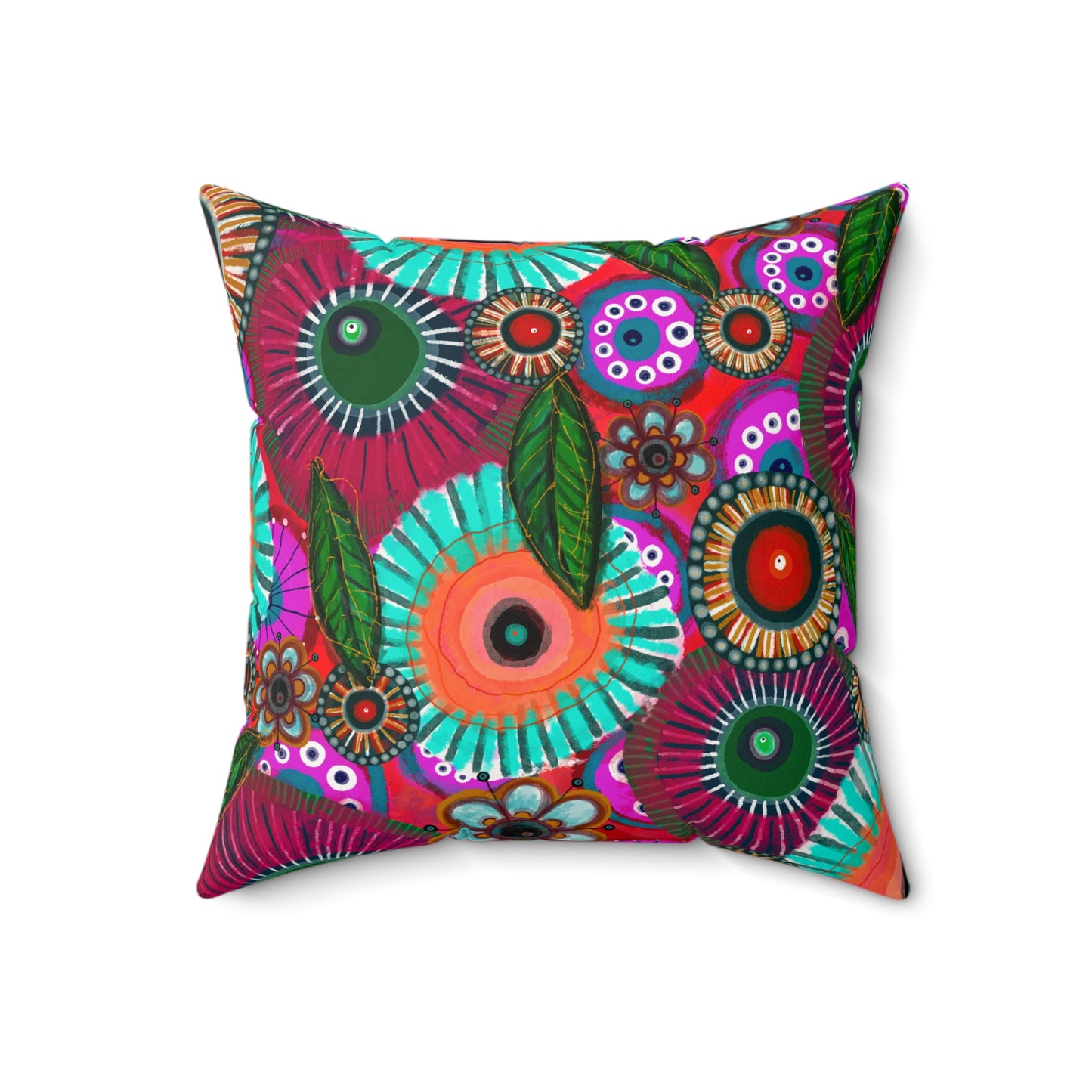 Jessica Wood Artist, Abstract Floral, Double Sided, Faux Suede Square Pillow