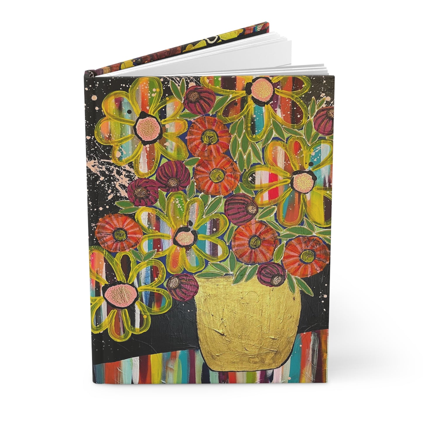 Modern Floral Hardcover Journal — Colorful Abstract Flower Art Notebook
