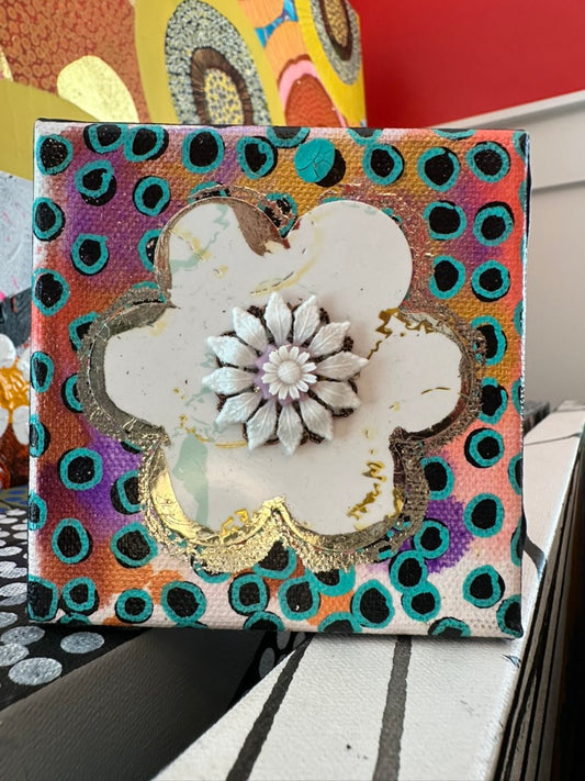 You Glow Girl - 4"x4" Original Mixed Media Artwork on Canvas