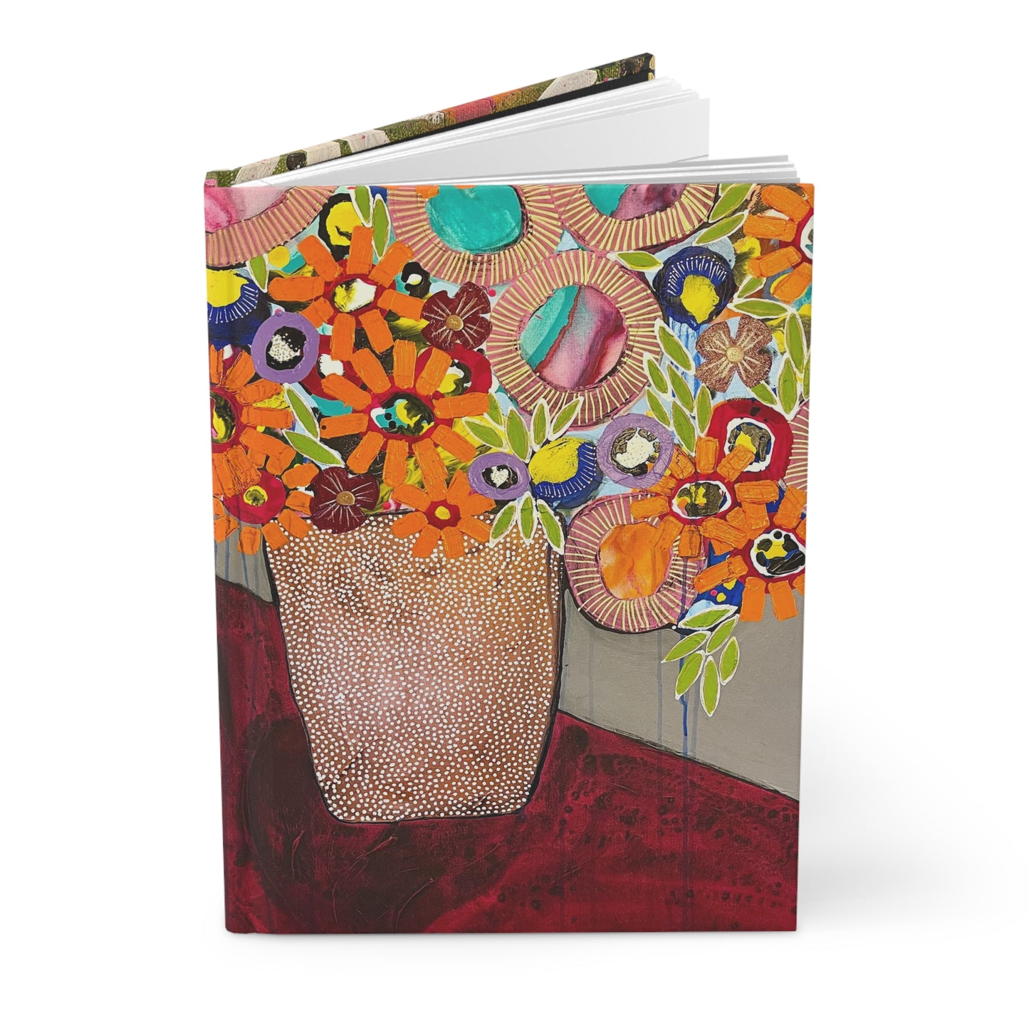 Modern Floral Hardcover Journal — Colorful Abstract Flower Art Notebook