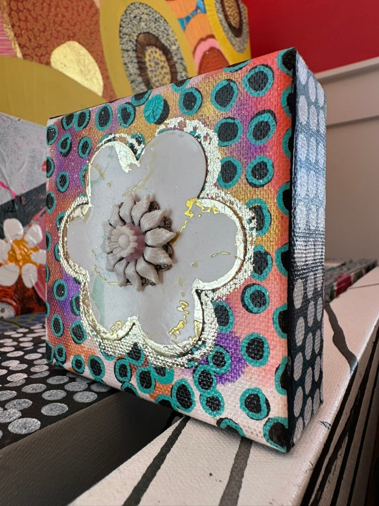 You Glow Girl - 4"x4" Original Mixed Media Artwork on Canvas