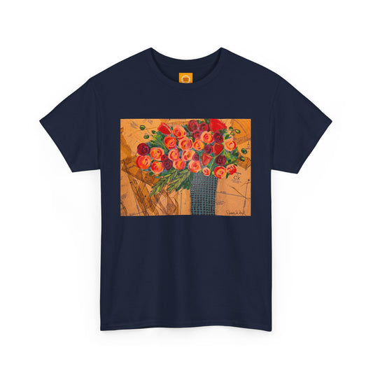 Floral Still Life Tee by Jessica Wood Artist - Unisex Heavy Cotton T-Shirt