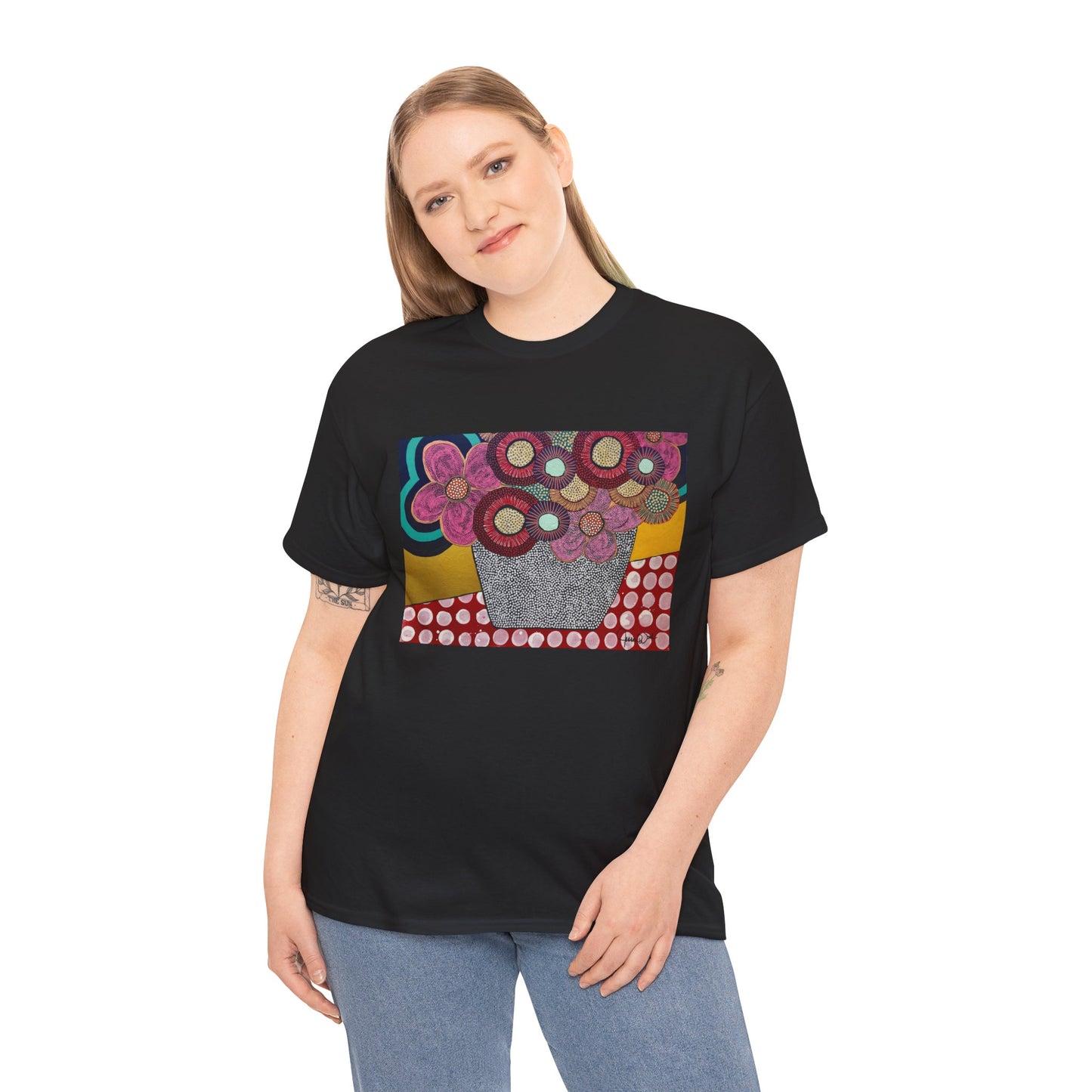 Floral Still Life Tee by Jessica Wood Artist - Unisex Heavy Cotton T-Shirt