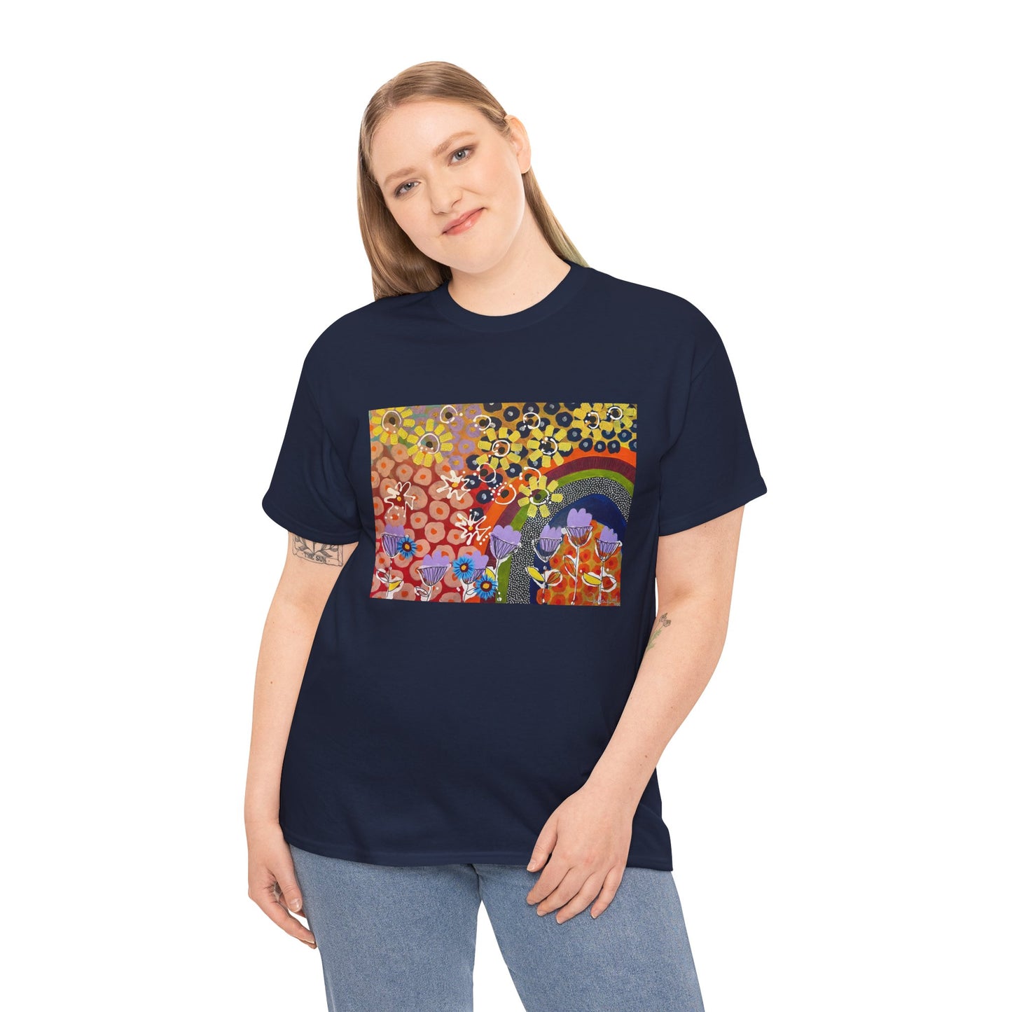 Floral Pride Tee by Jessica Wood Artist - Unisex Heavy Cotton T-Shirt