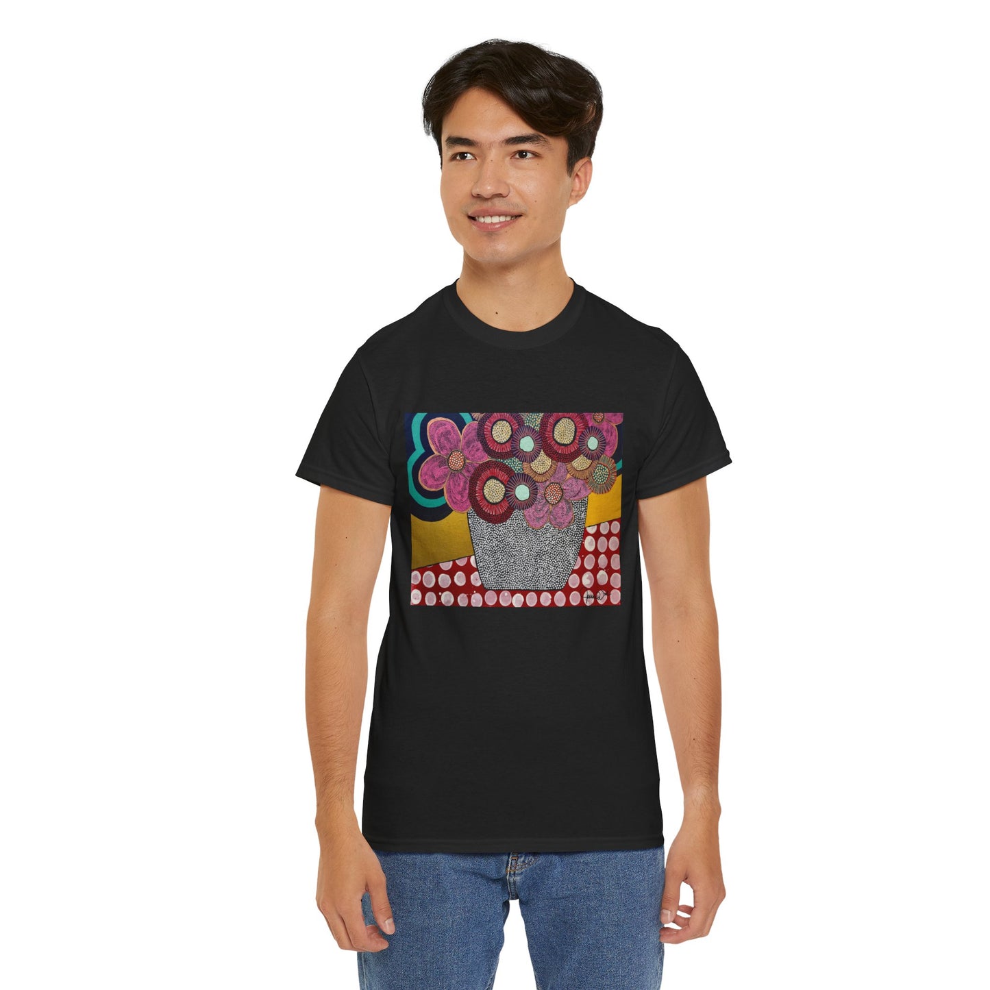 Floral Still Life Tee by Jessica Wood Artist - Unisex Heavy Cotton T-Shirt