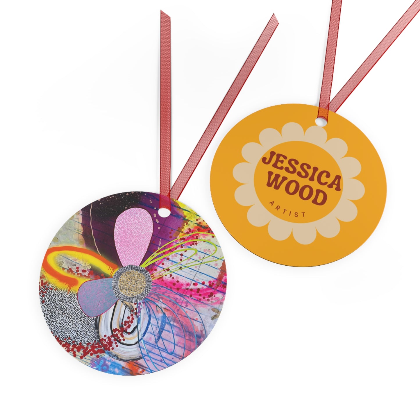 Jessica Wood Artist Floral Metal Holiday Ornament
