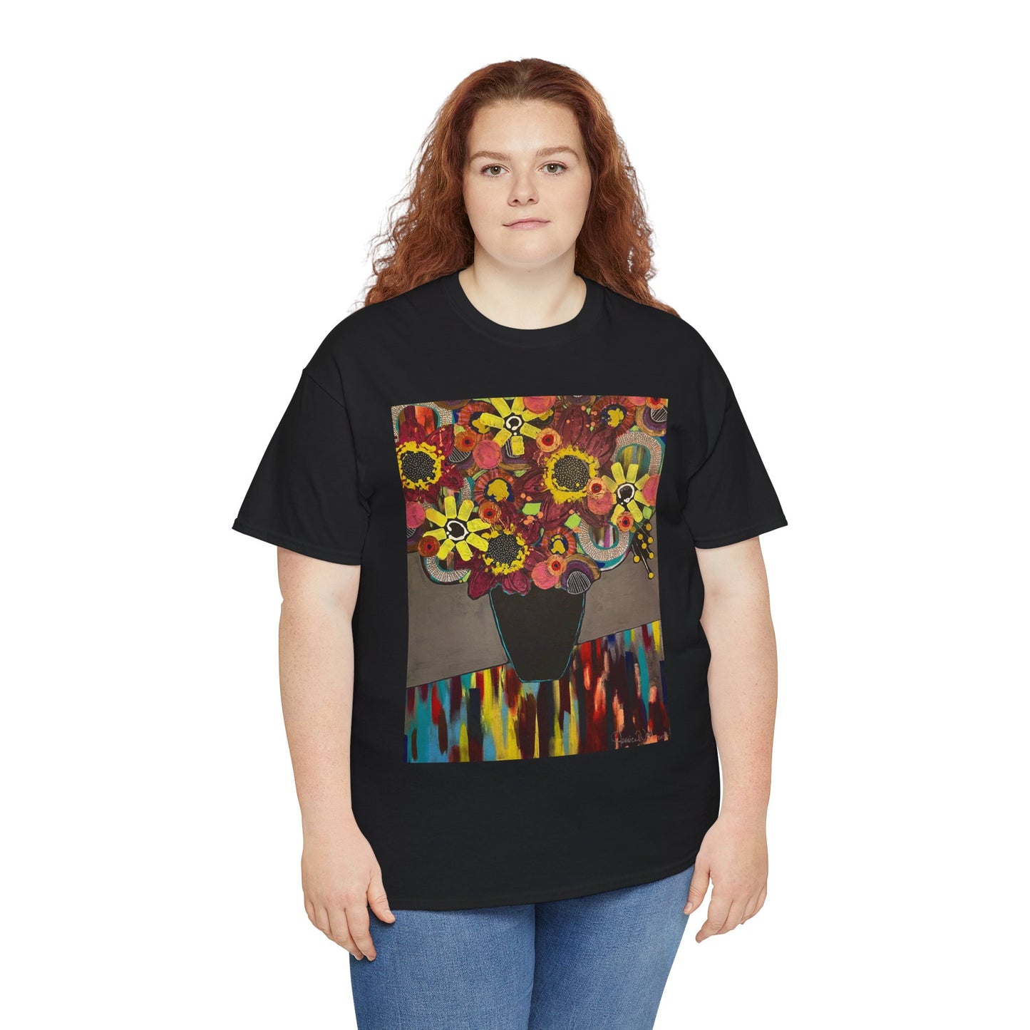 Floral Still Life Tee by Jessica Wood Artist - Unisex Heavy Cotton T-Shirt