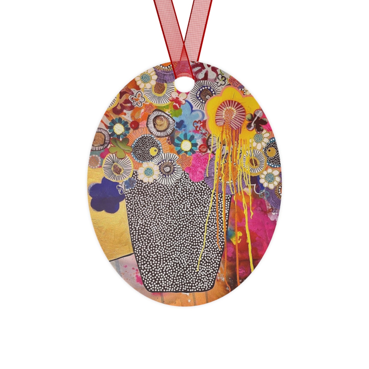 Jessica Wood Artist Floral Metal Holiday Ornament