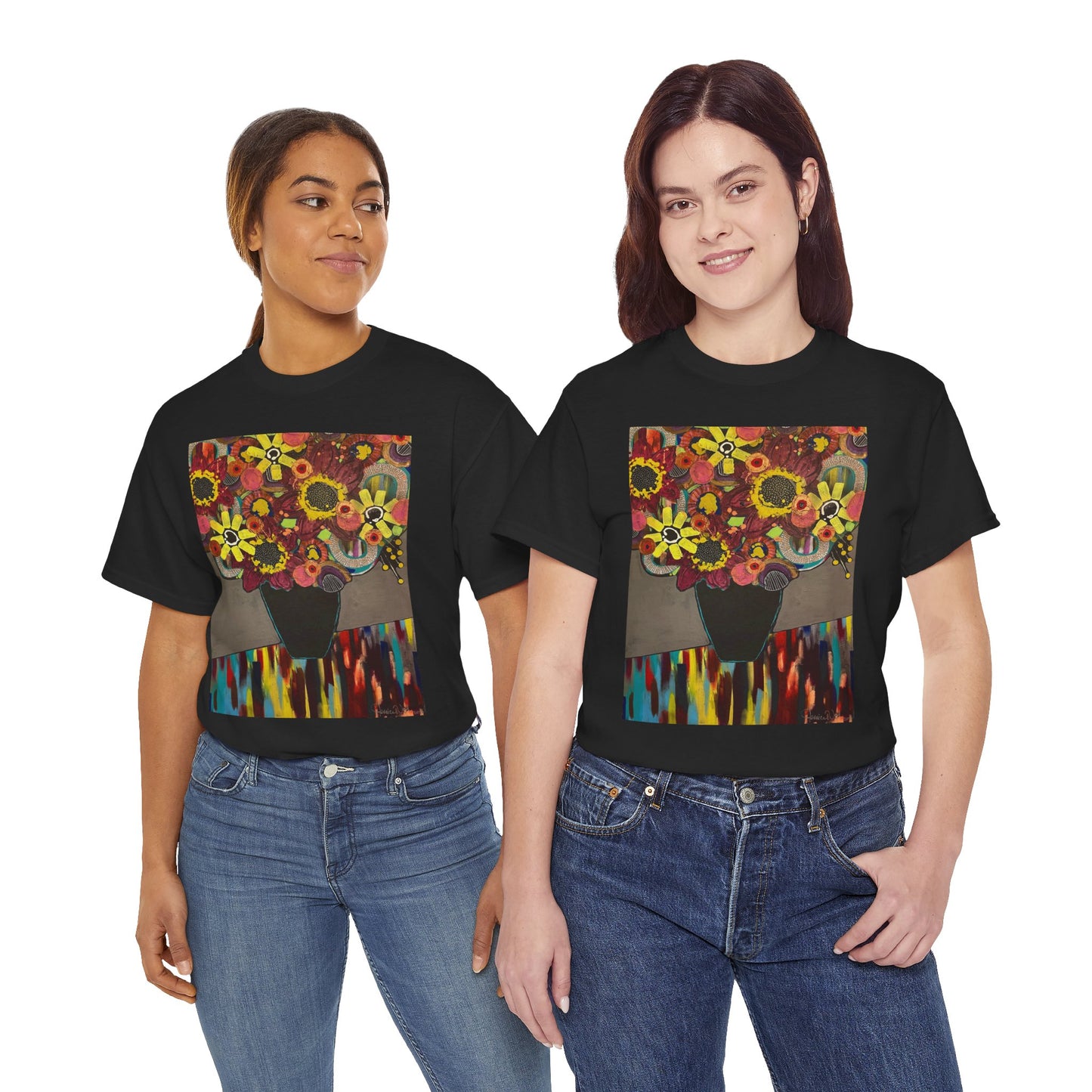 Floral Still Life Tee by Jessica Wood Artist - Unisex Heavy Cotton T-Shirt