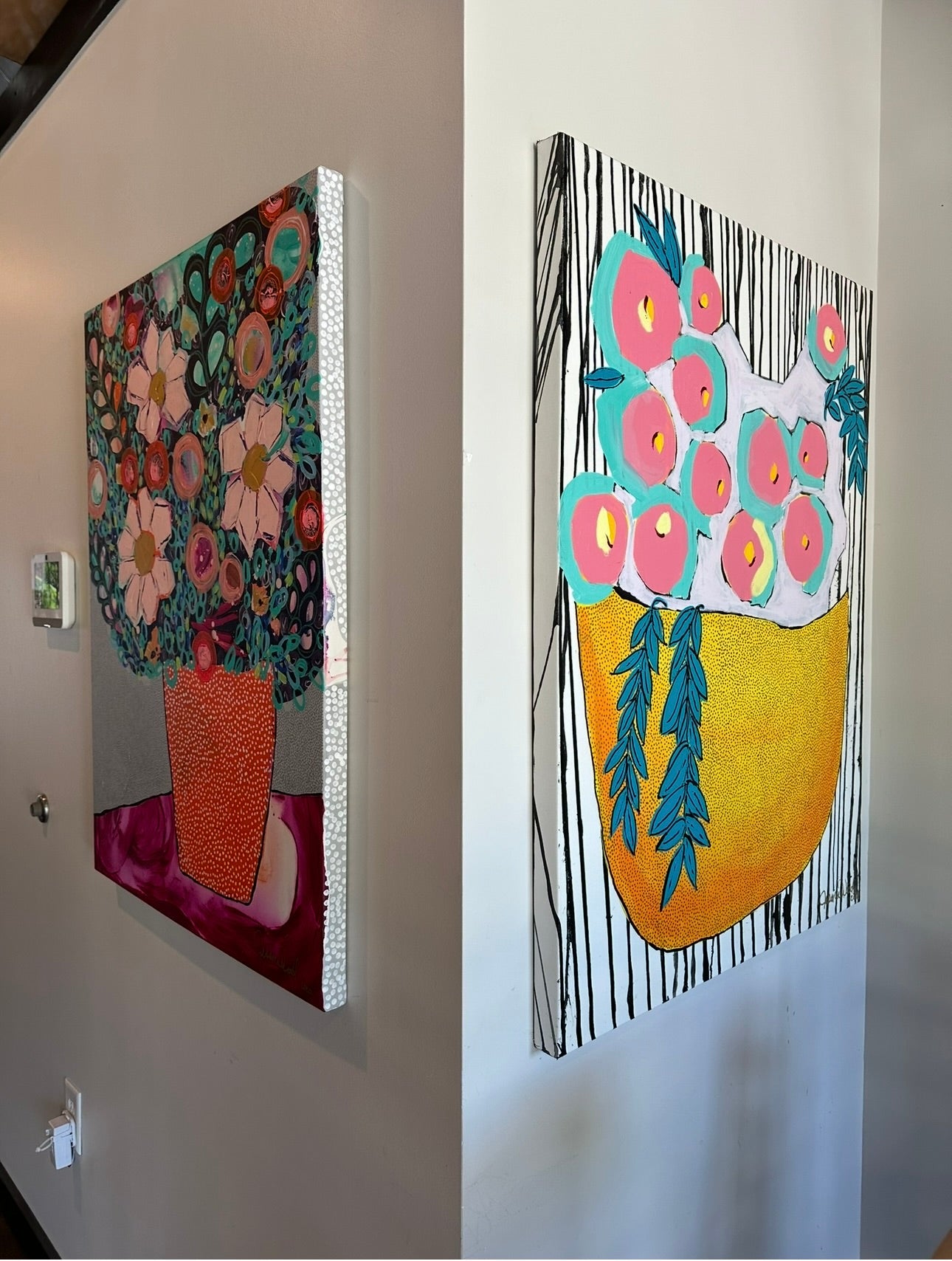 Floral Still Life 30"x40" Original Mixed Media Painting on Canvas