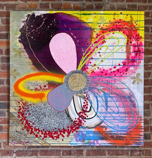 Floral Explosion - 48"x48" Mixed Media on Canvas