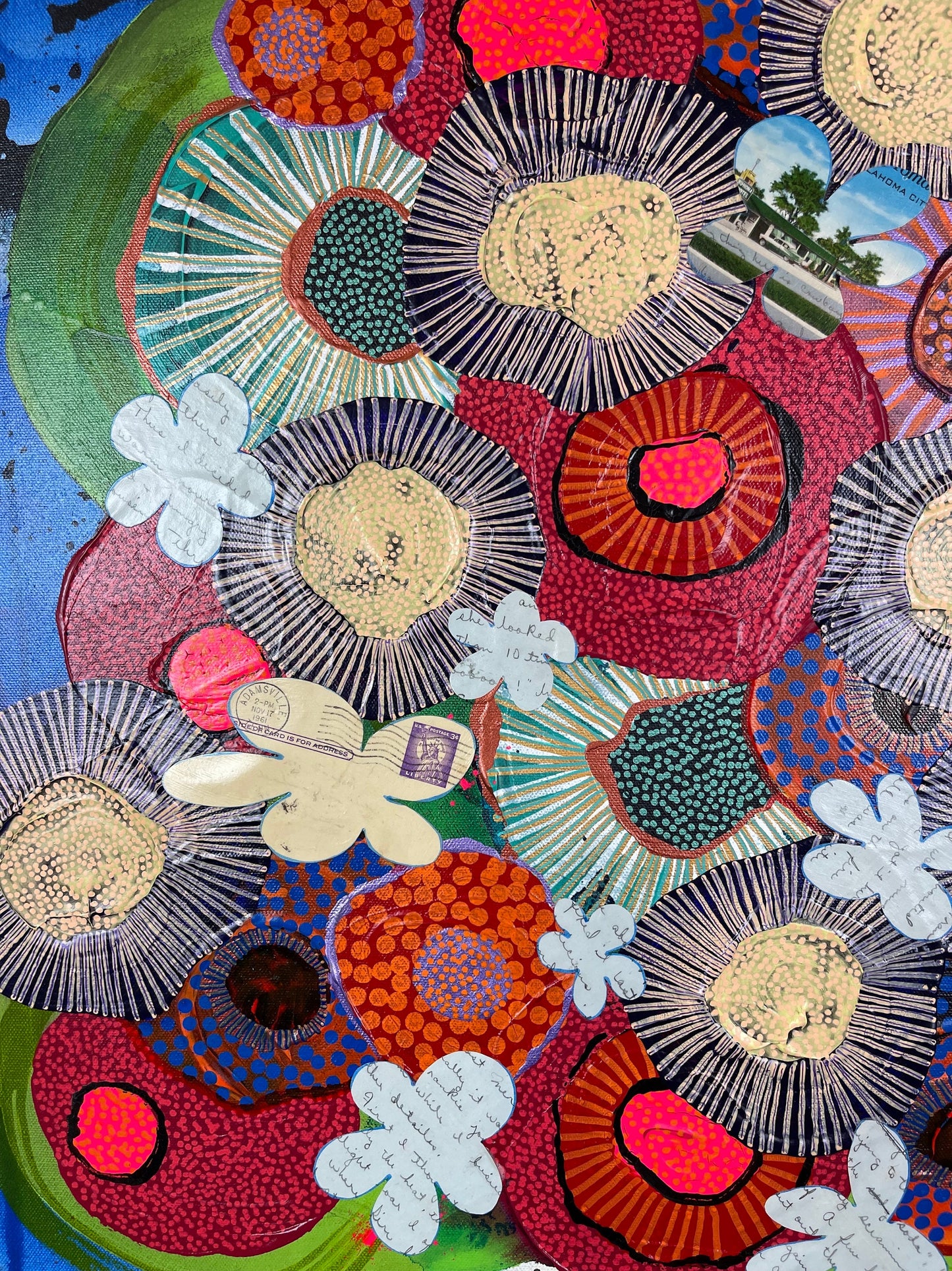 For Ukraine. Original Jessica Wood Artist Floral Still Life. 30"x40" Mixed Media Painting on Canvas