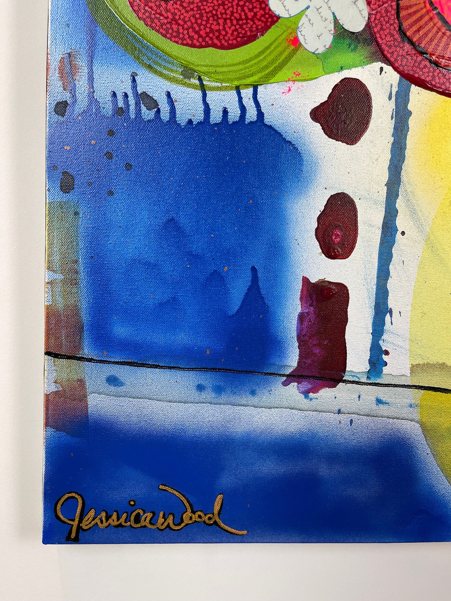 For Ukraine. Original Jessica Wood Artist Floral Still Life. 30"x40" Mixed Media Painting on Canvas
